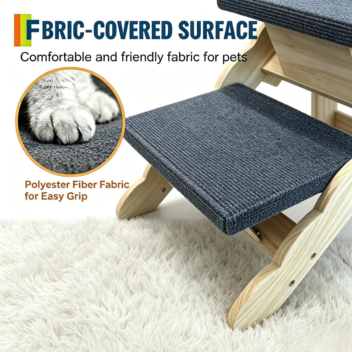 DishyKooker Premium Wooden Pet Steps And Folding Dog Ramp