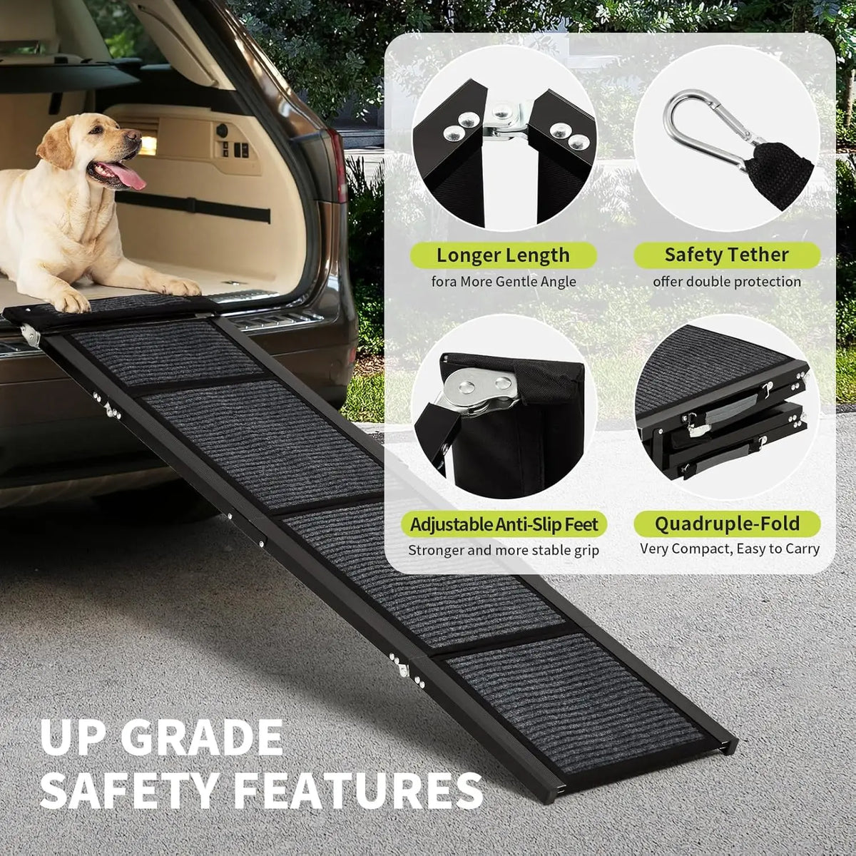 HiMISS Upgraded Foldable Car Dog Ramp With Non Slip Surface