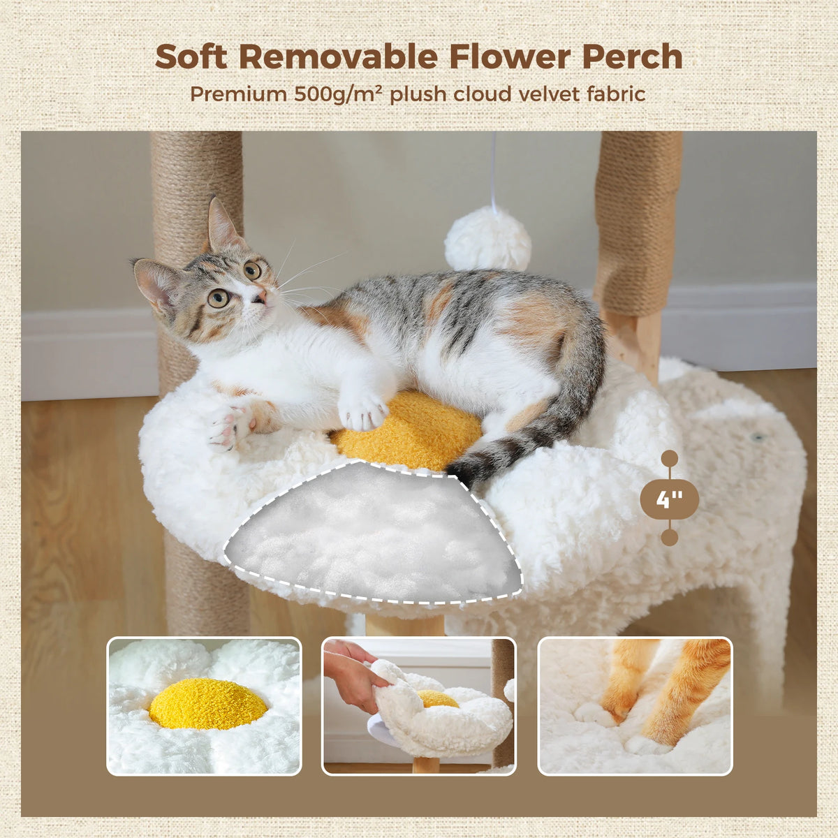 PAWZ Road Modern Cat Tree With Solid Wood Base And Hammock