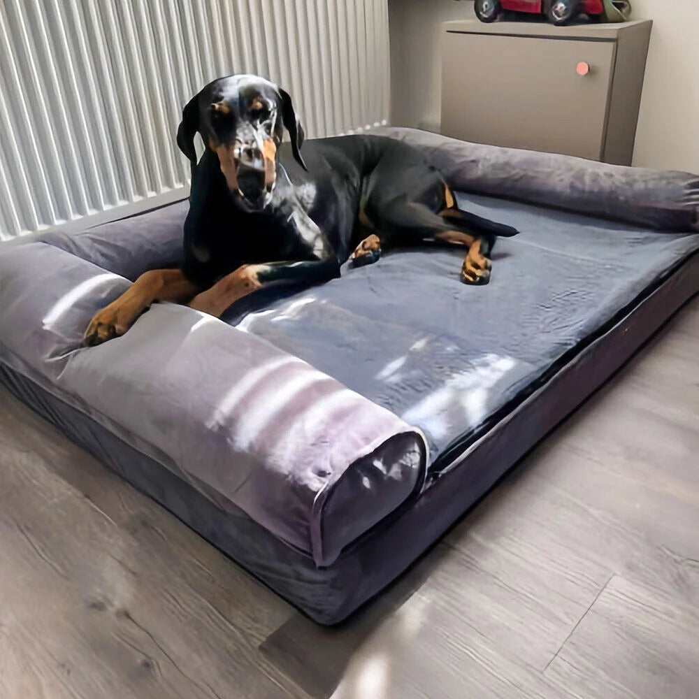 Borwart Orthopedic Memory Foam Dog Bed With Waterproof Plush Cover