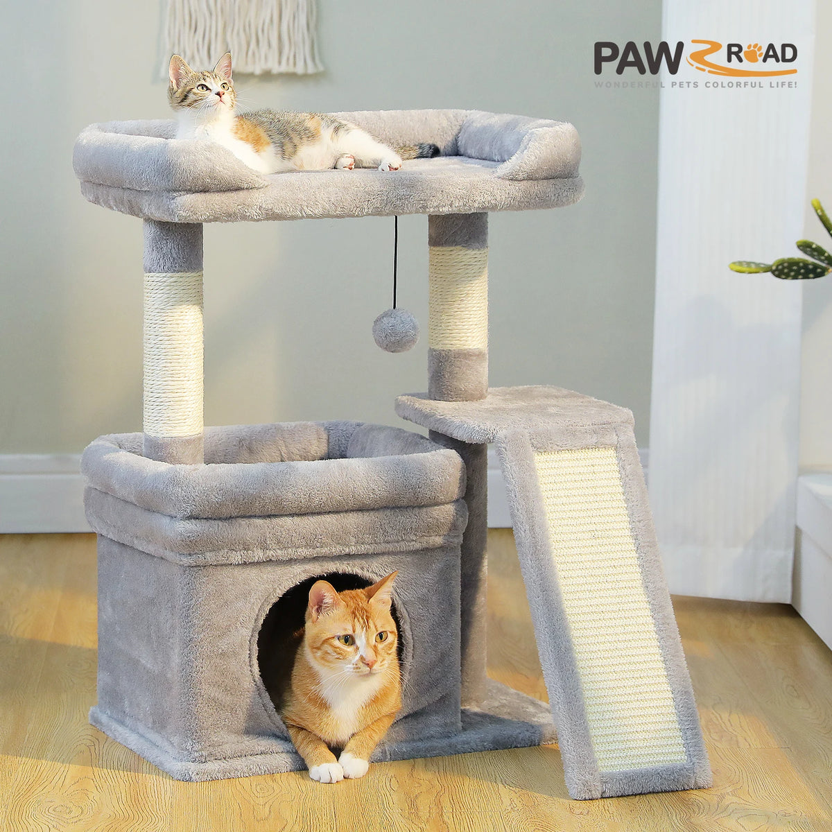Pawz Road Three Tier Cat Tree With Sisal Scratcher Platform