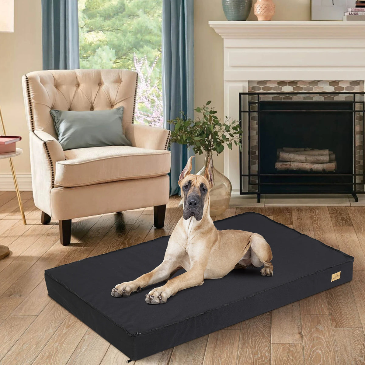 Orthopedic Memory Foam Dog Bed With Washable Waterproof Cotton Cover