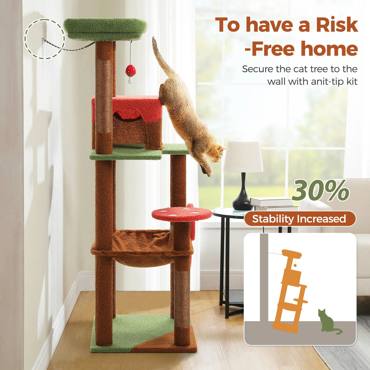 PAWZ Road Multilevel Cat Tree With Scratching Posts And Hammock