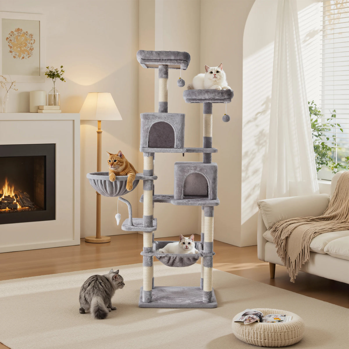 JHK Multilevel Cat Tree With Natural Sisal Scratching Posts