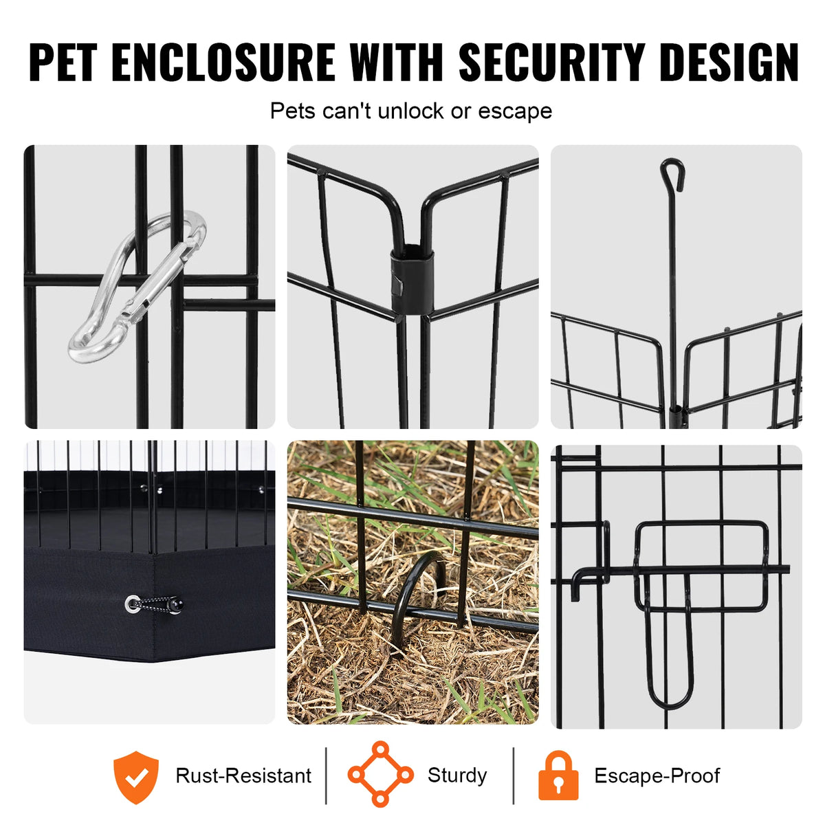 VEVOR Foldable Metal Dog Playpen With Top Cover And Bottom Pad