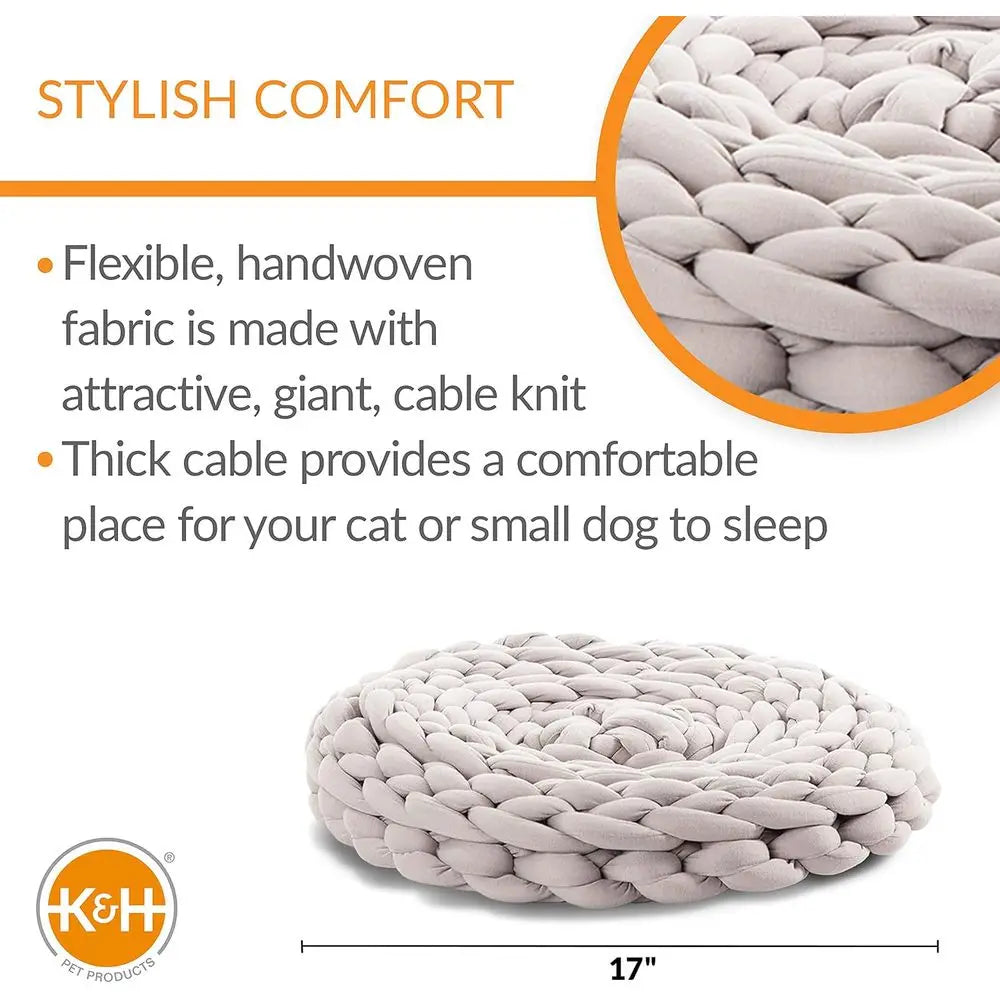 Handwoven Knitted Polyester Round Cat Bed For Small Pets