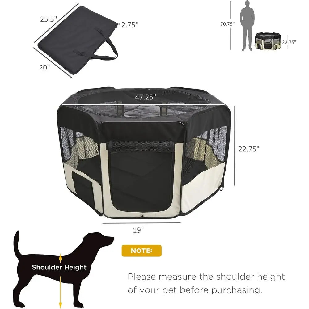 Portable Folding Pet Playpen With Carry Bag For Dogs