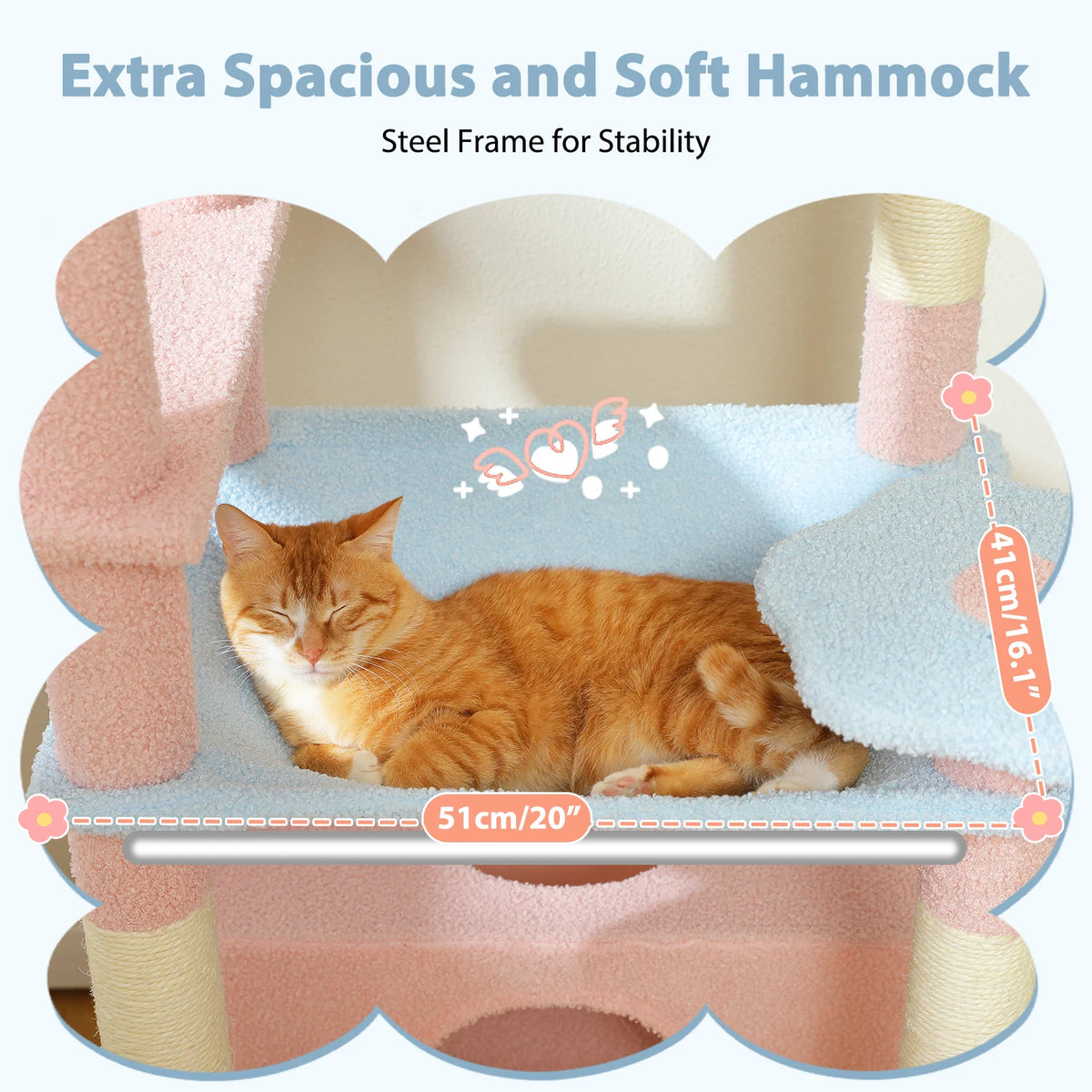 Petepela Indoor Cat Tree Tower With Sisal Posts And Hammock