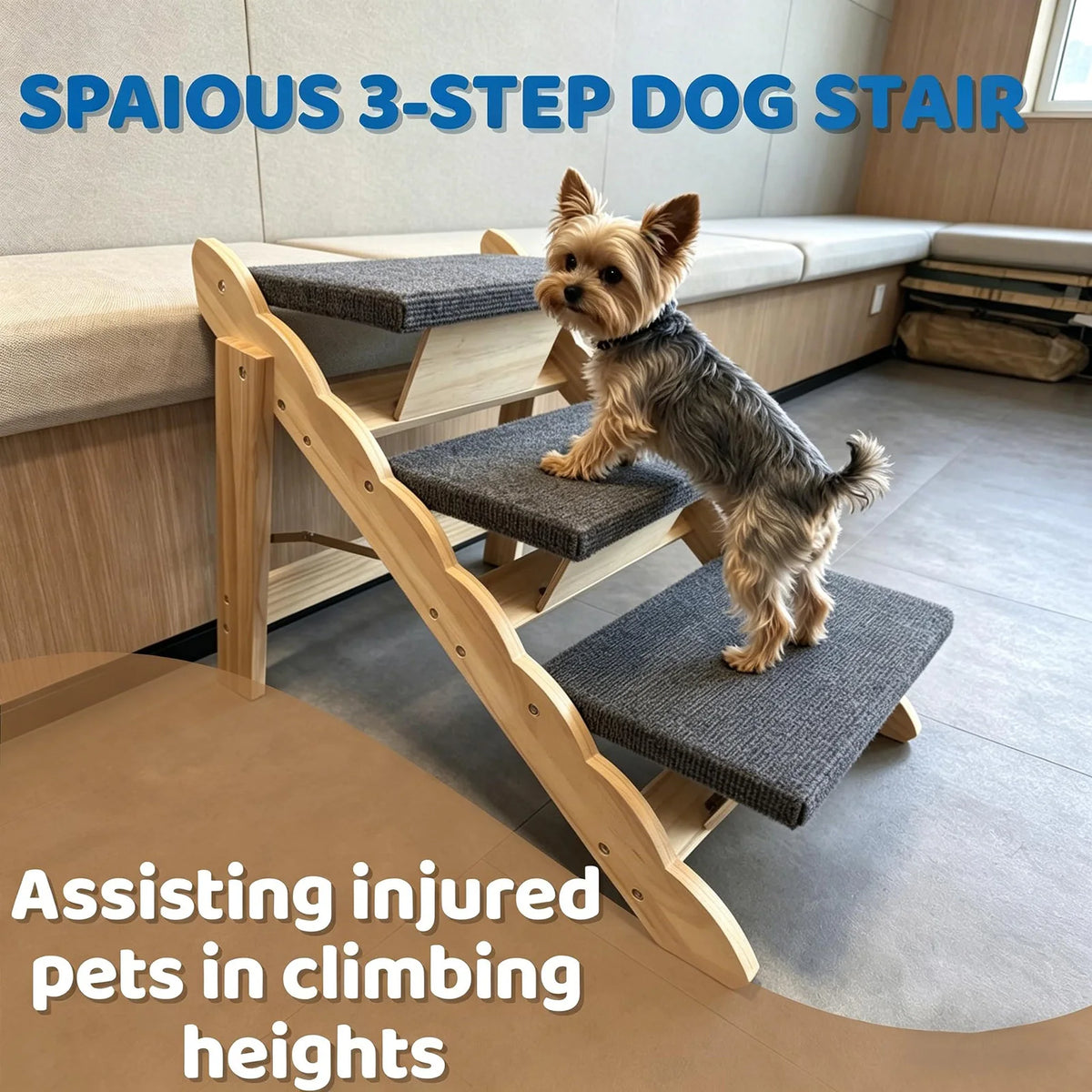 DishyKooker Premium Wooden Pet Steps And Folding Dog Ramp