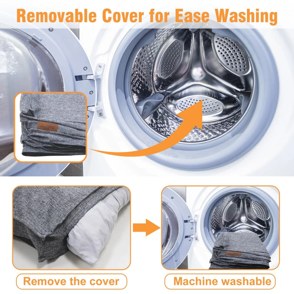 Borwart Orthopedic Dog Bed Washable Linen With Removable Cover