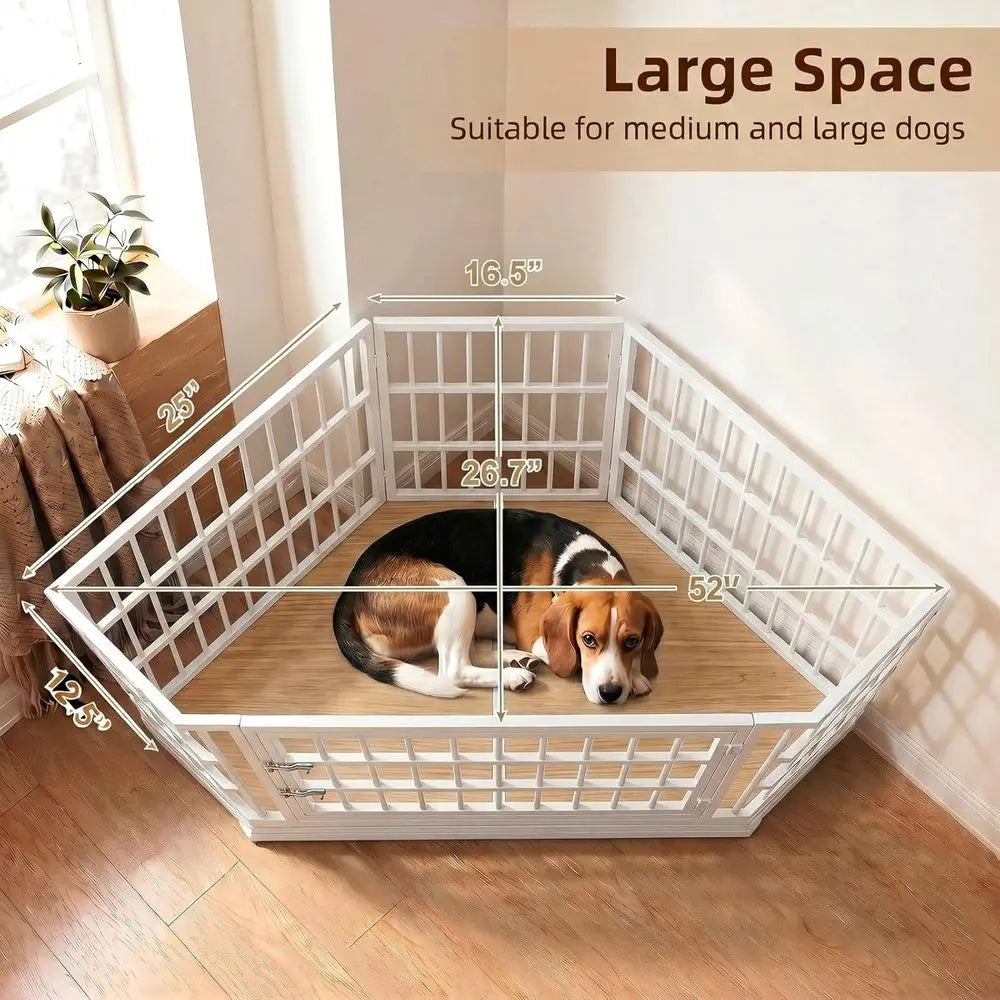 Wooden Dog Kennel Furniture Lockable Indoor Crate End Table