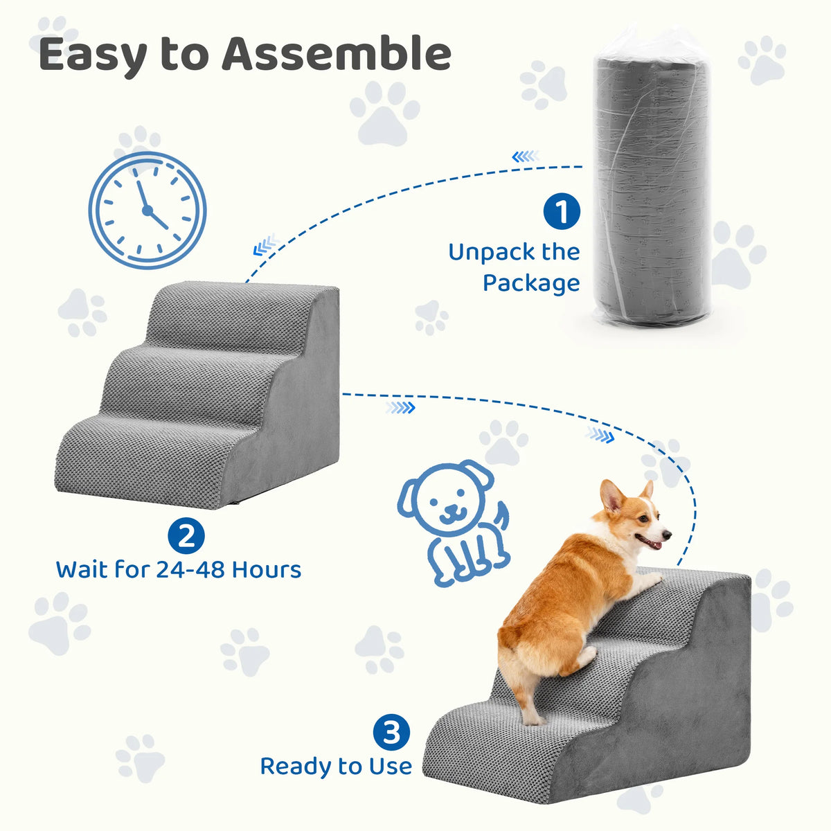 High Density Foam Dog Stairs Curved Non Slip Pet Ramp