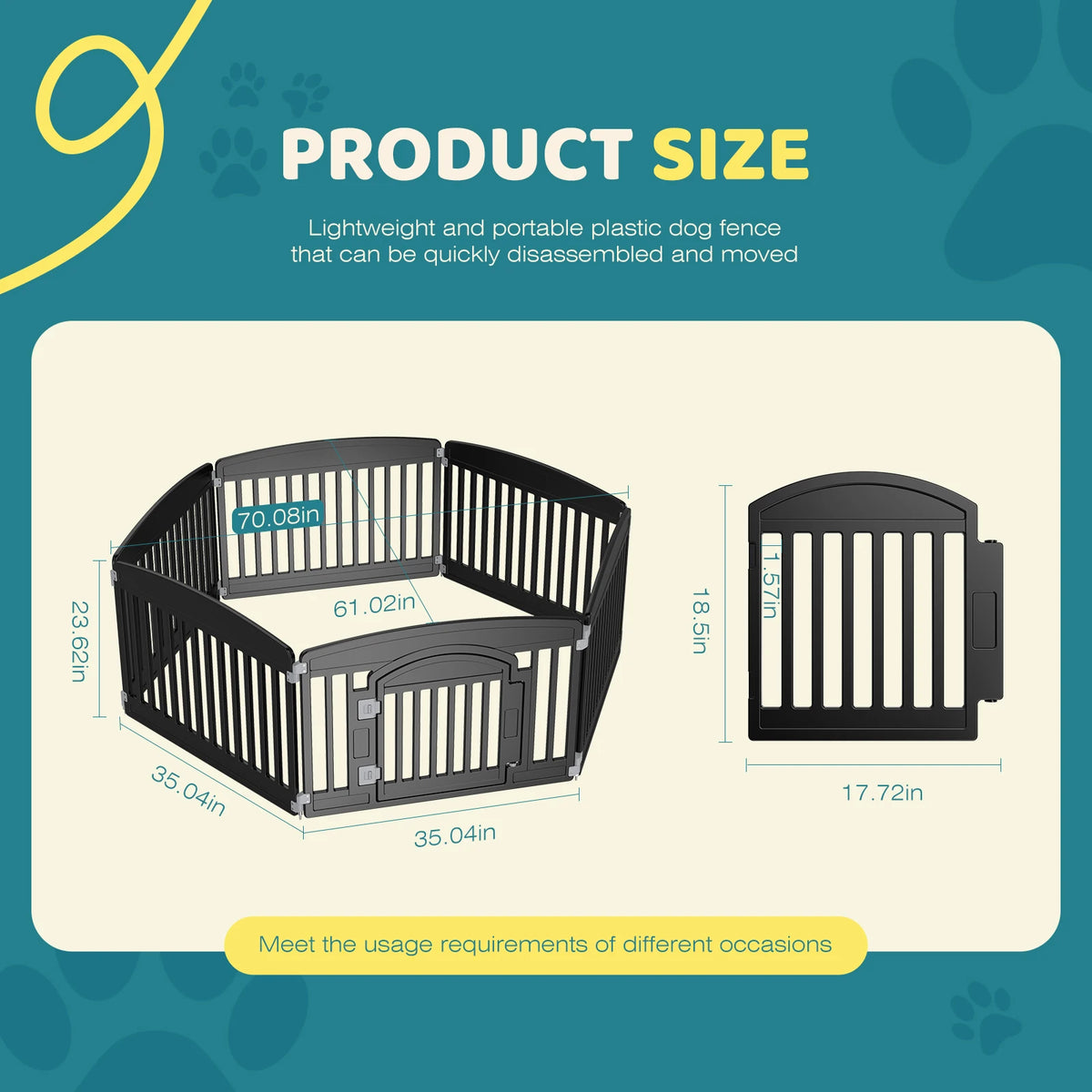 JHK Plastic Foldable Six Panel Dog Playpen Portable Pet Fence