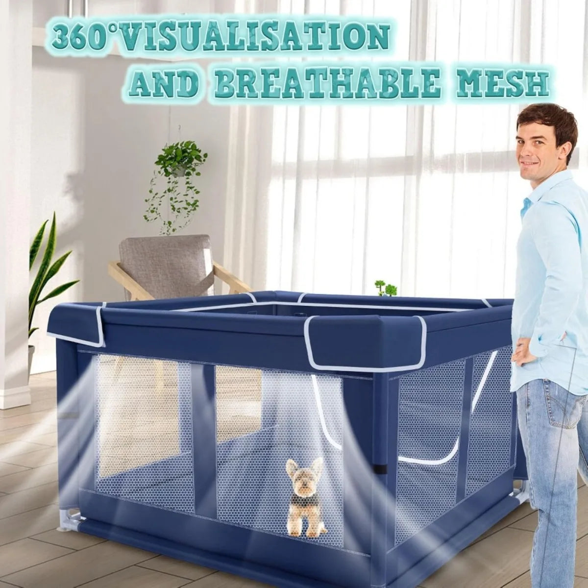 XIUWO Indoor Outdoor Puppy Playpen With Gate For Small Dogs