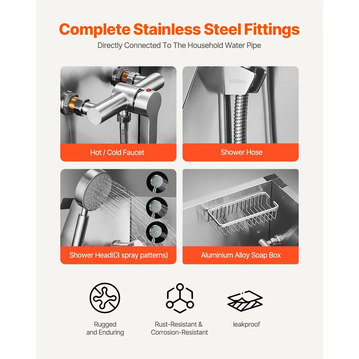 Stainless Steel Dog Washing Station With Faucet And Showerhead