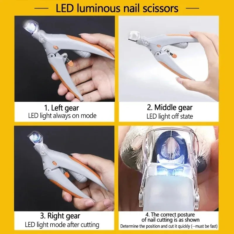 LED Pet Nail Clipper With Light For Dog Cat Grooming
