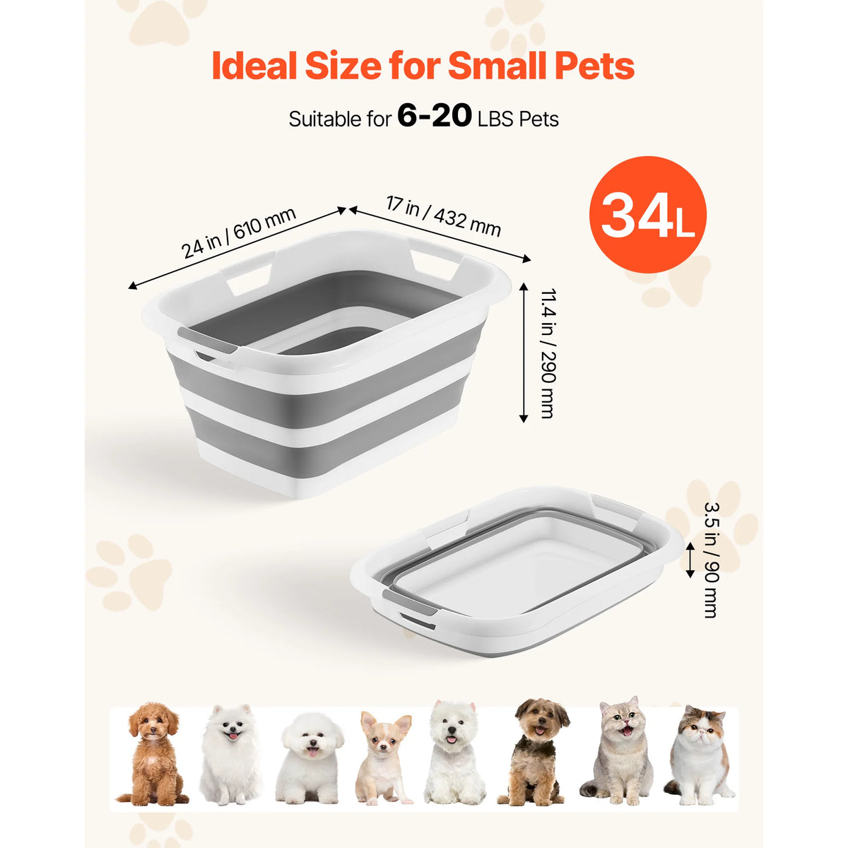 SucceBuy Portable Foldable Dog Bath Tub With Built In Drainage