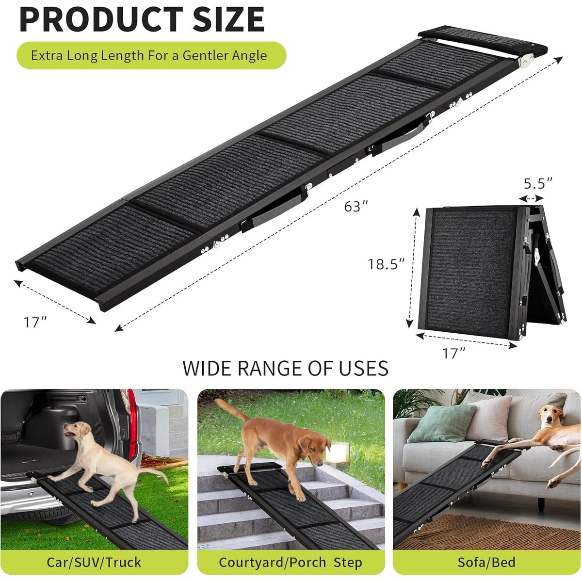 HiMISS Upgraded Foldable Car Dog Ramp With Non Slip Surface