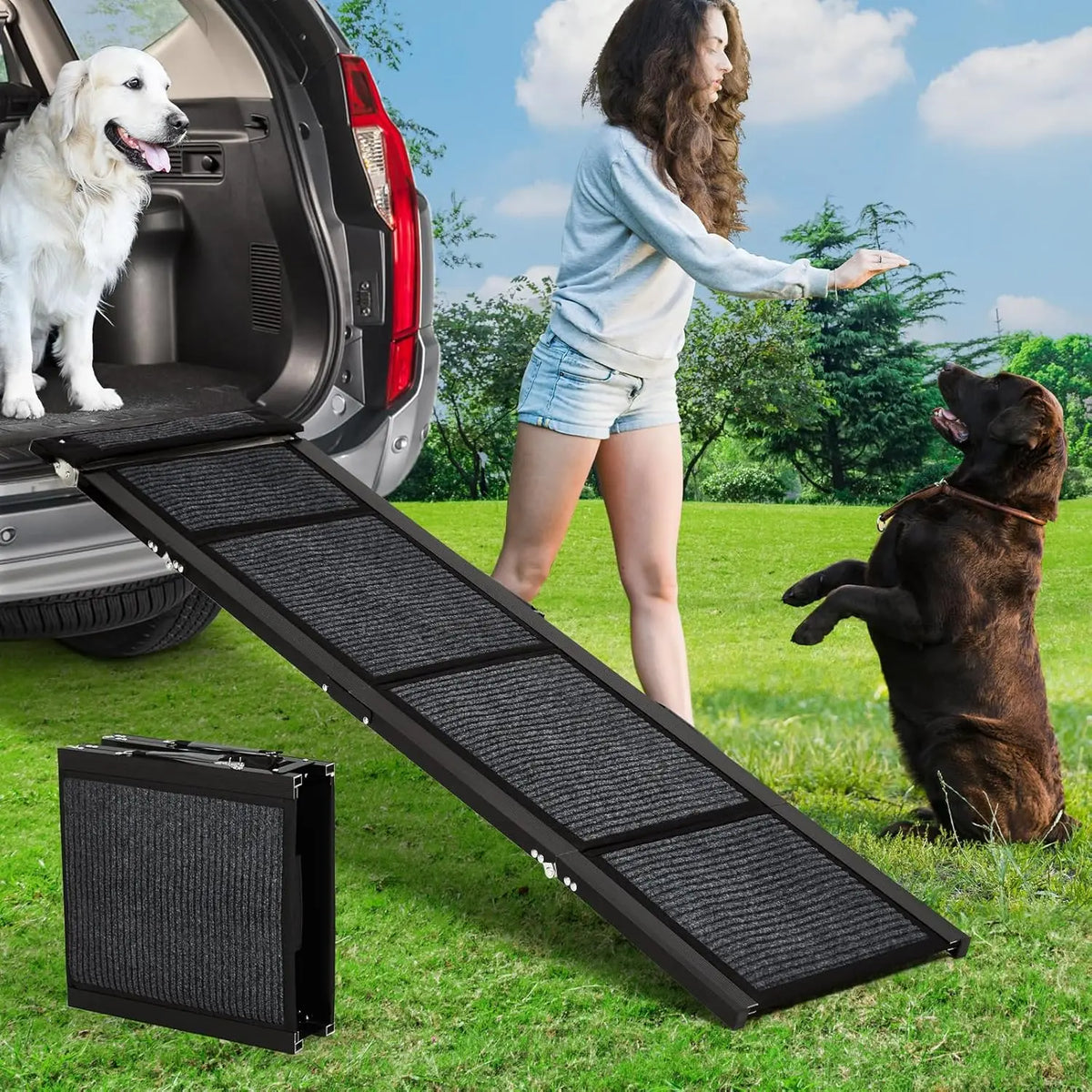 HiMISS Upgraded Foldable Car Dog Ramp With Non Slip Surface