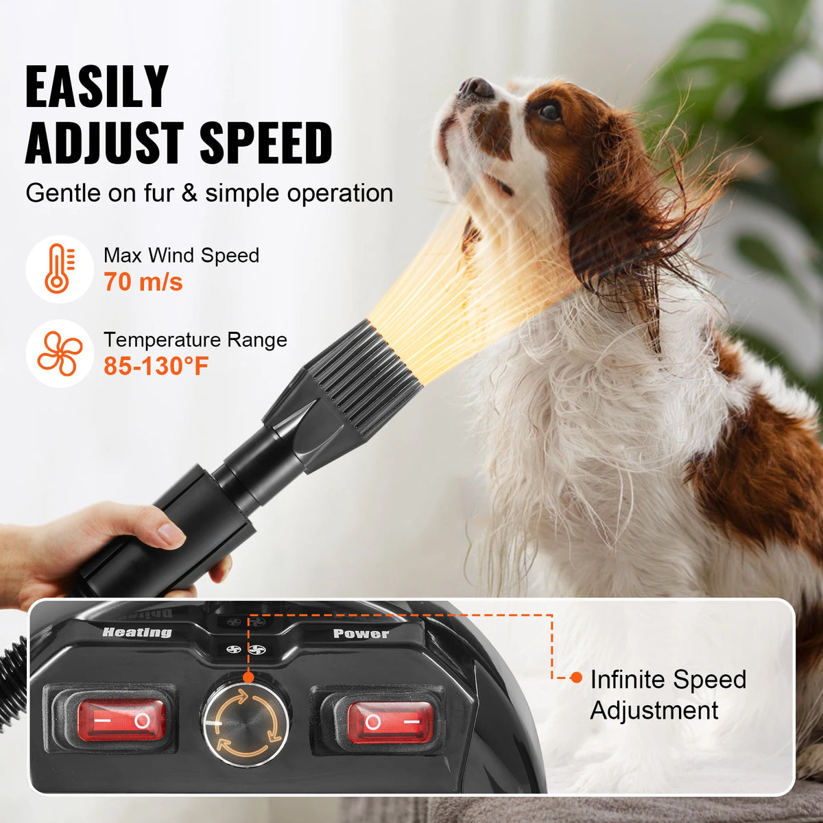 SucceBuy Adjustable Pet Dog Dryer With Temperature And Speed Controls