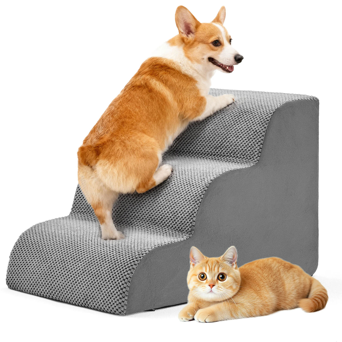 High Density Foam Dog Stairs Curved Non Slip Pet Ramp
