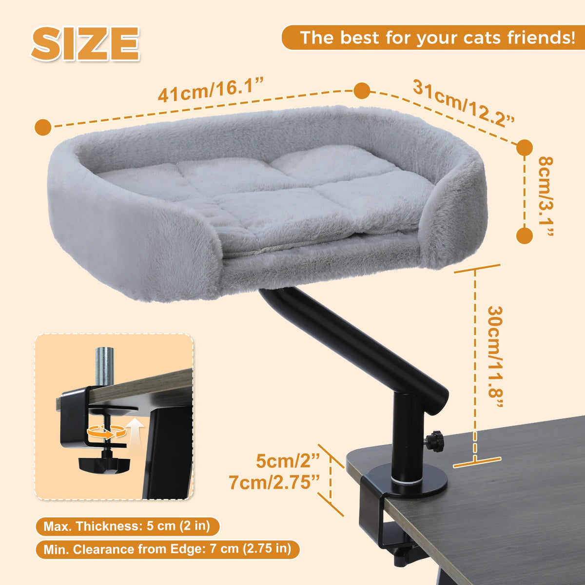 Pawz Road Plush Indoor Adjustable 360 Rotatable Cat Bed