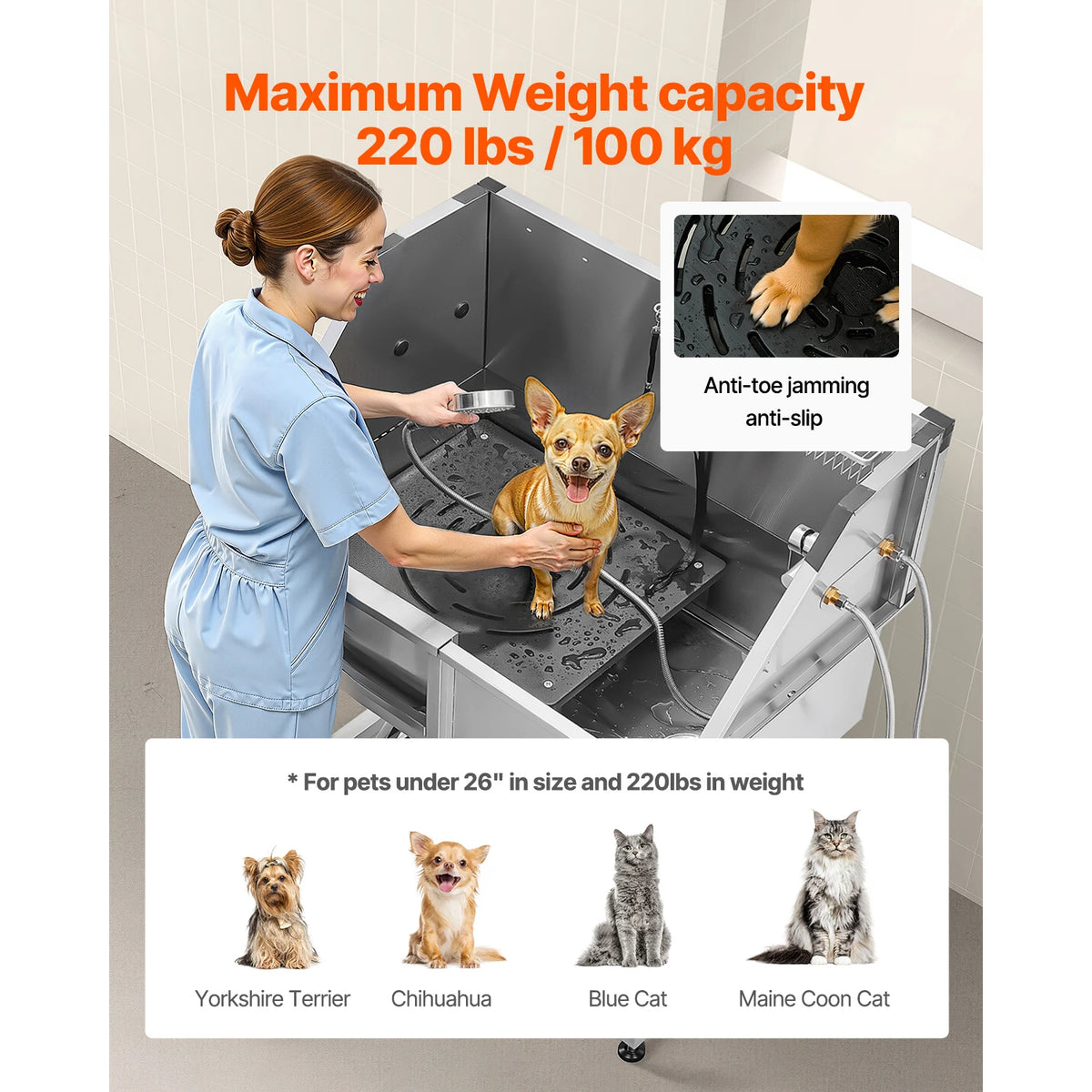 Stainless Steel Dog Washing Station With Faucet And Showerhead