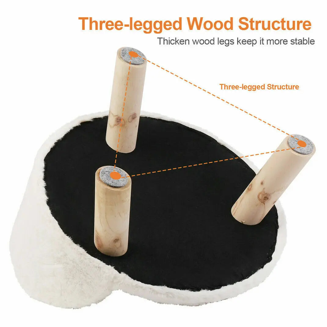 Luxury Plush Cat Bed With Washable Cushion And Wood Legs