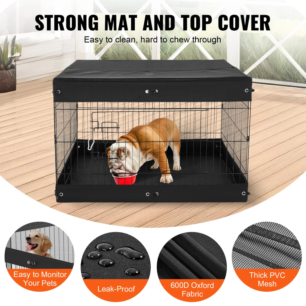 VEVOR Foldable Metal Dog Playpen With Top Cover And Bottom Pad