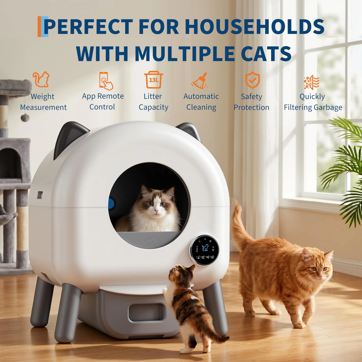 HiMISS Automatic Self Cleaning Cat Litter Box With App Connectivity
