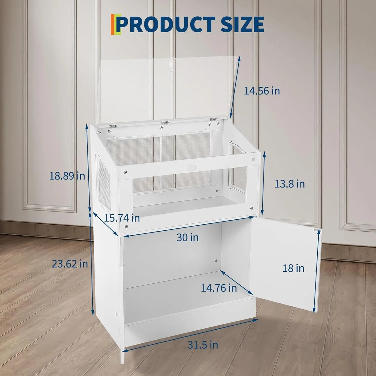 HiMiss Acrylic Small Animal Cage With Wooden Storage Cabinet