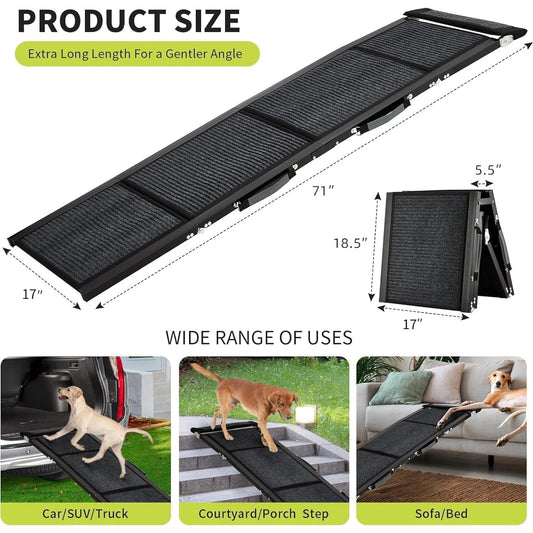 HiMISS Upgraded Foldable Car Dog Ramp With Non Slip Surface