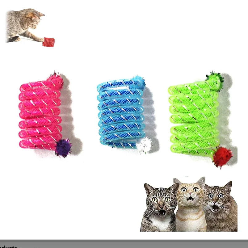 Interactive Bite Resistant Spring Cat Toy With Plush Wool Ball