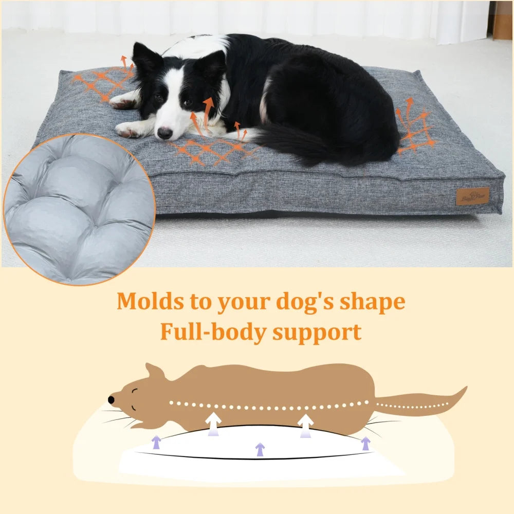 Borwart Orthopedic Dog Bed Washable Linen With Removable Cover