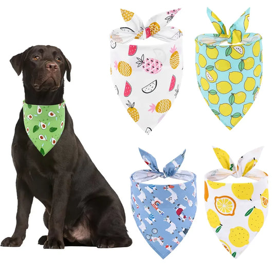 Adjustable Fruit Floral Dog Bandana Washable Cloth Scarf