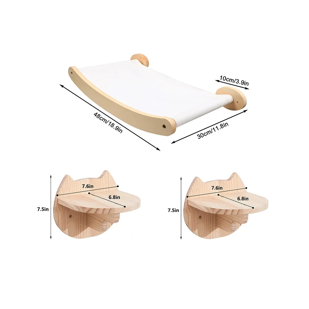 CWV Wall Mounted Cat Climbing Shelf With Hammock And Stairway