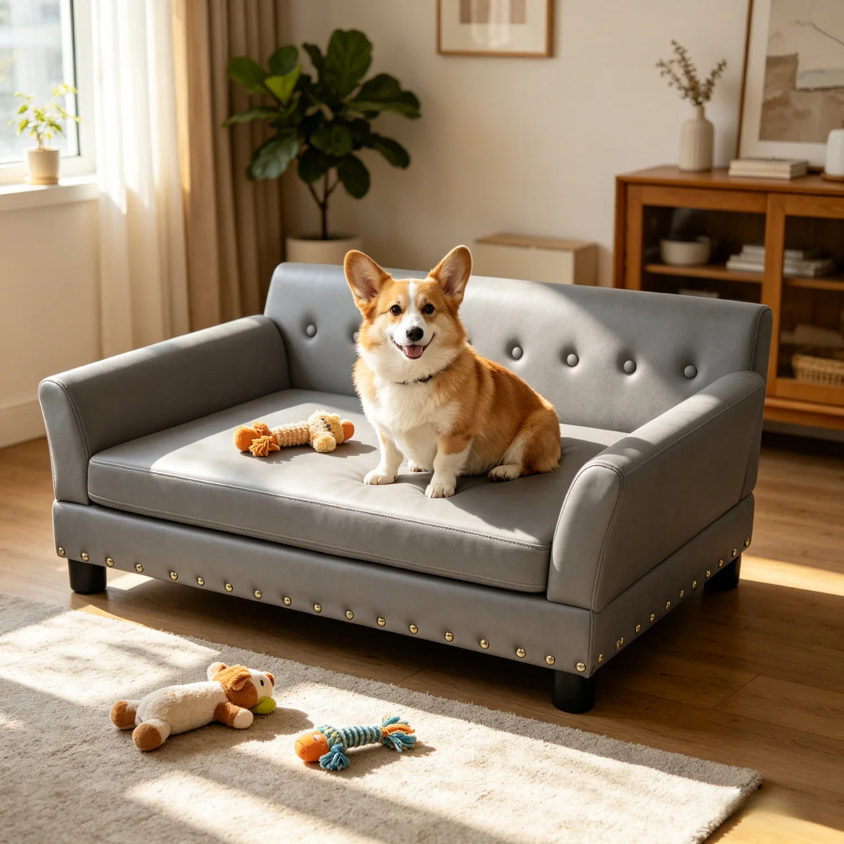 Bingopaw Premium Elevated Dog Sofa With Removable Cushion