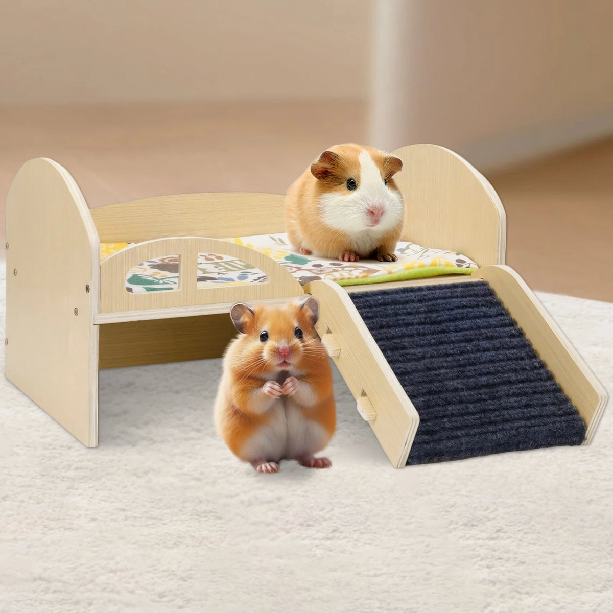 Hosport Wooden Multilevel Guinea Pig Castle With Stable Stairs