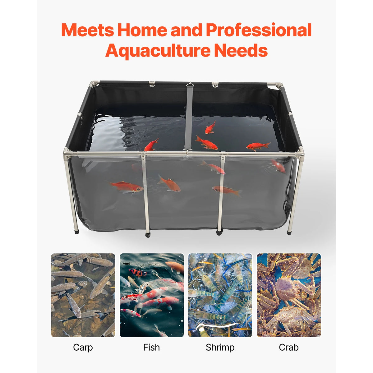 SucceBuy Rectangular Canvas Fish Pond With Clear Viewing Panel