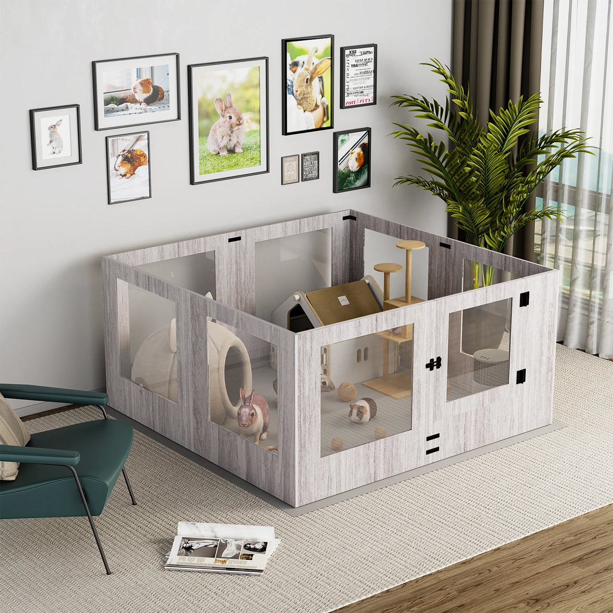 BINGOPAW Tempered Glass Indoor Dog Playpen Whelping Enclosure