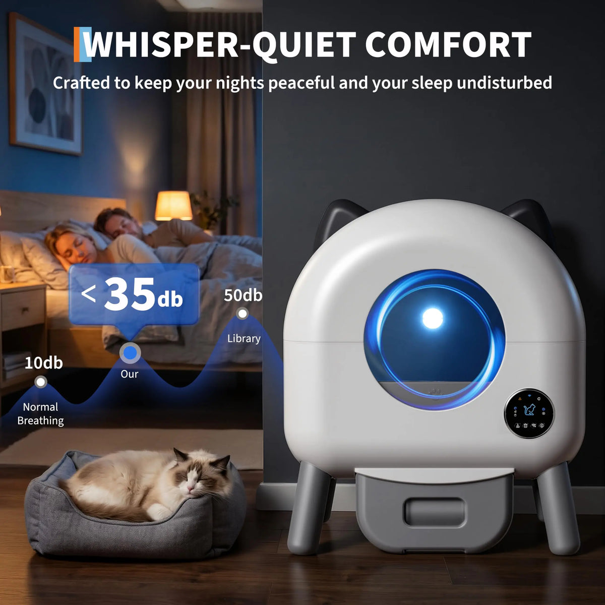 HiMISS Automatic Self Cleaning Cat Litter Box With App Connectivity