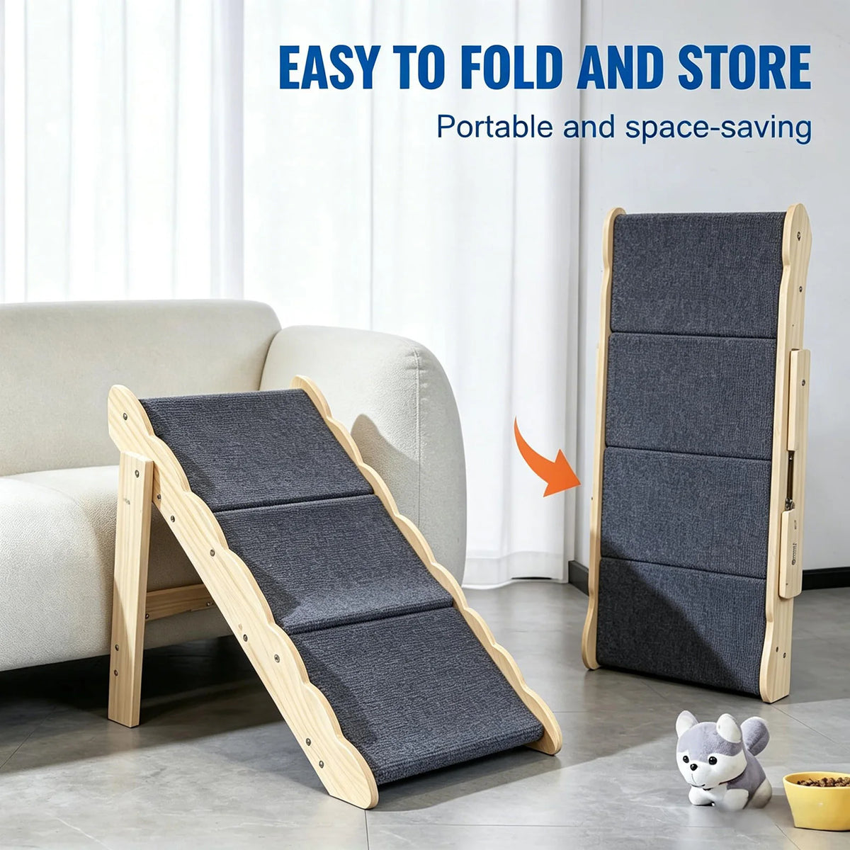 DishyKooker Premium Wooden Pet Steps And Folding Dog Ramp