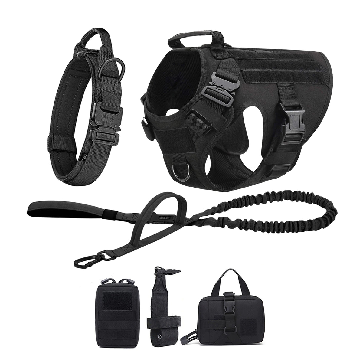 Padded Tactical Dog Harness With Quick Release Molle Vest