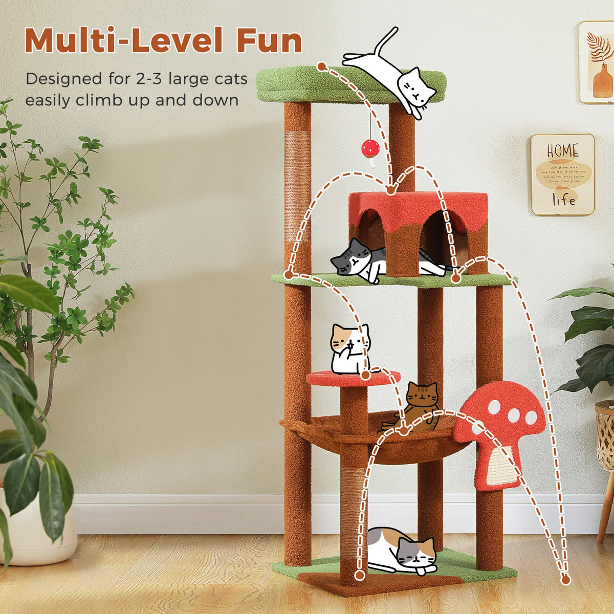PAWZ Road Multilevel Cat Tree With Scratching Posts And Hammock