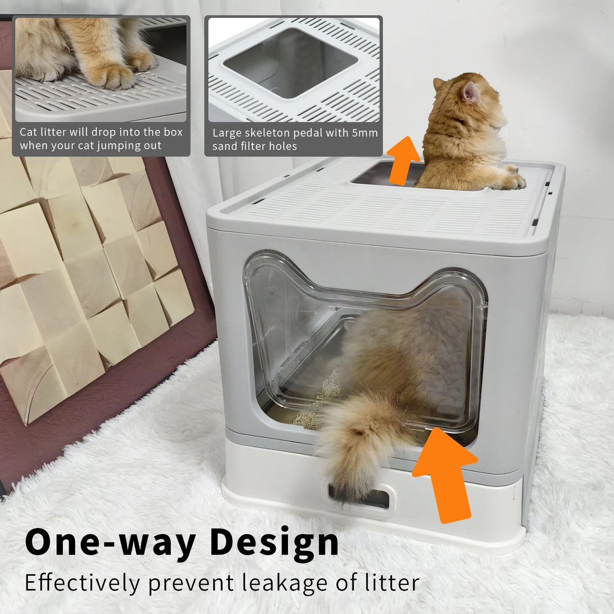 Totally Enclosed Cat Litter Box With Lid Scoop For Pets