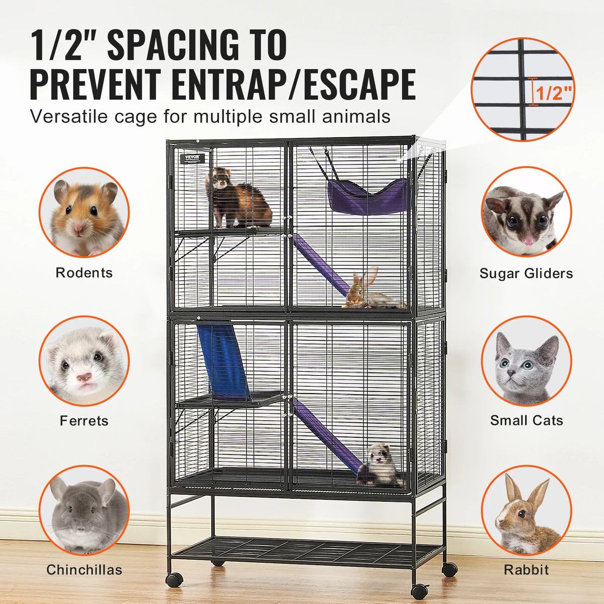 SucceBuy Multi Level Rolling Metal Small Animal Habitat Cage