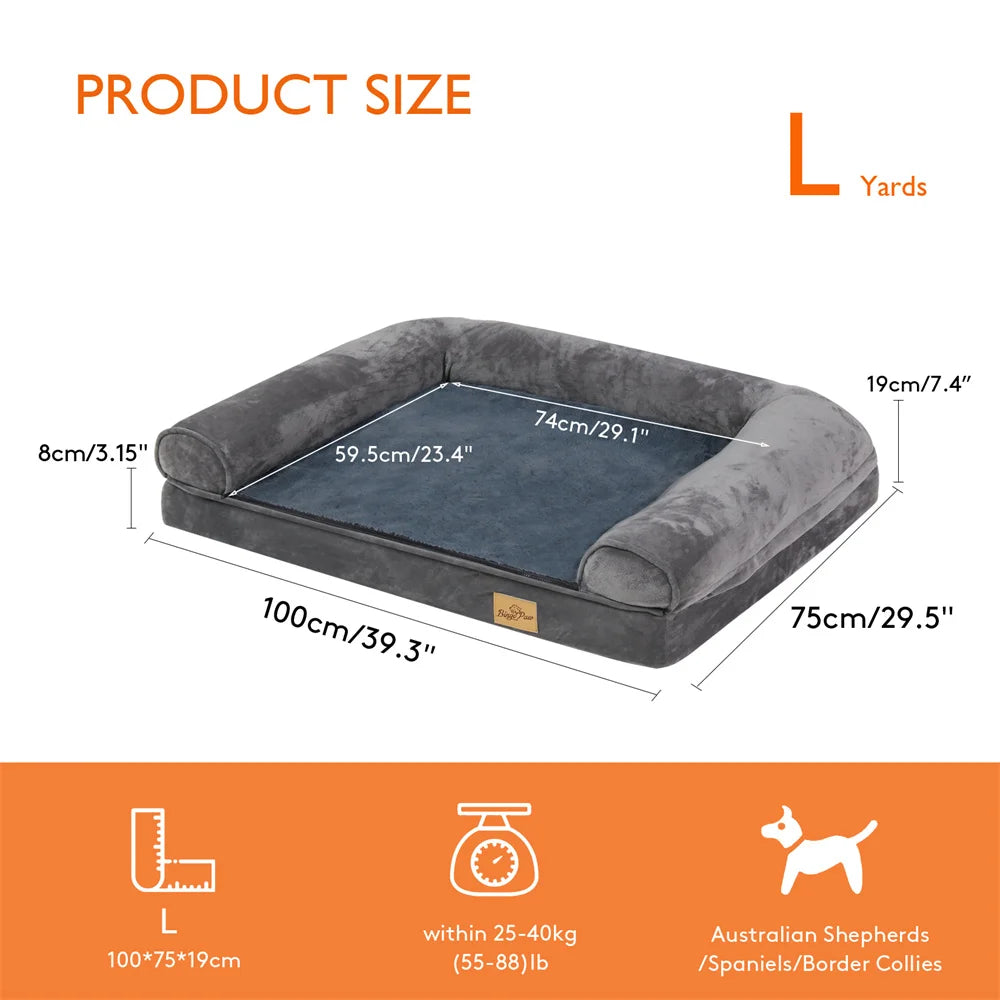 Borwart Orthopedic Memory Foam Dog Bed With Waterproof Plush Cover