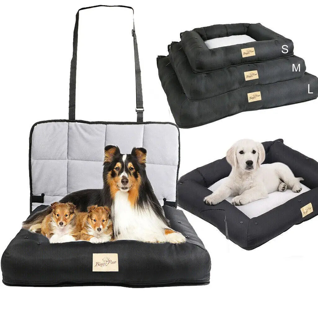 Bingopaw Waterproof Dog Car Seat Bed With Removable Cover