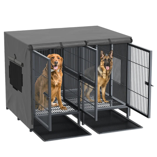 Bingopaw Double Metal Dog Cage Kennel With Removable Divider