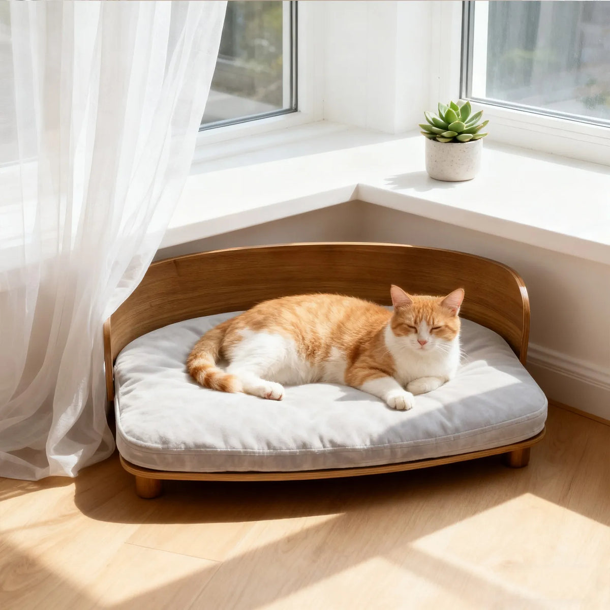 Borwart Elevated Pet Sofa Bed With Wooden Base And Cushion